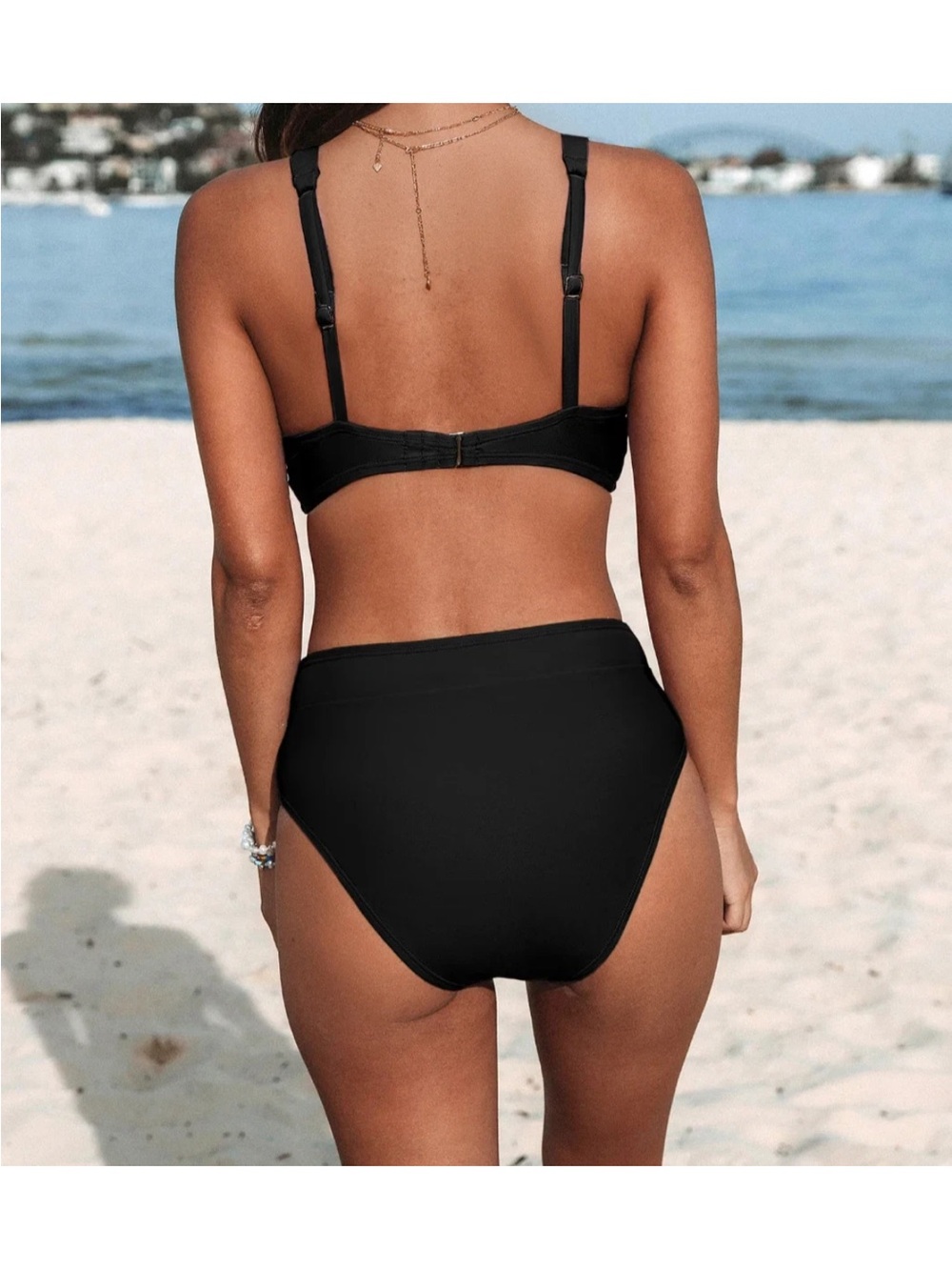 CUPSHE Little Escape Black Bikini Set Women’s Size Med High Rise NWT - Picture 2 of 13